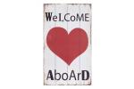 Placa madera "welcome aboard" con corazon