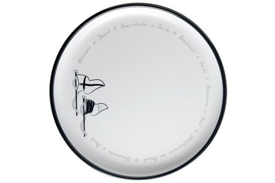 Flat dish WELCOME ONBOARD for boats, yachts and sailboats. Totally unbreakable and guaranteed.