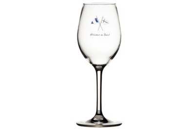 Wine glass WELCOME ONBOARD for boats, yachts and sailboats. Totally unbreakable and guaranteed.