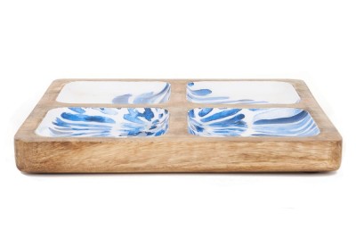 Enameled blue tray
